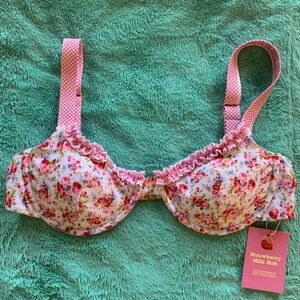 Strawberry Milk Mob Young Love Bikini Top in Large
